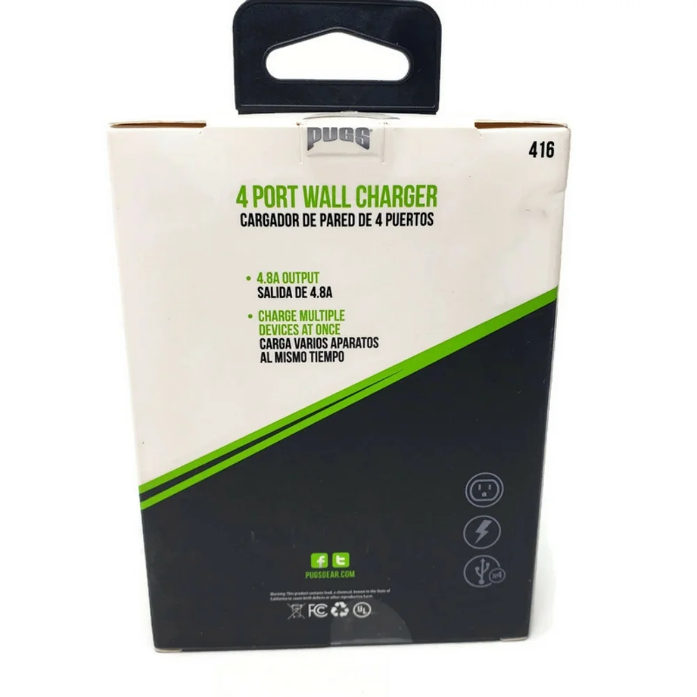 PUGS | 4 Port Wall Charger. New in box.